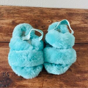 UGG Oh Yeah Blue Fluffly Slides
